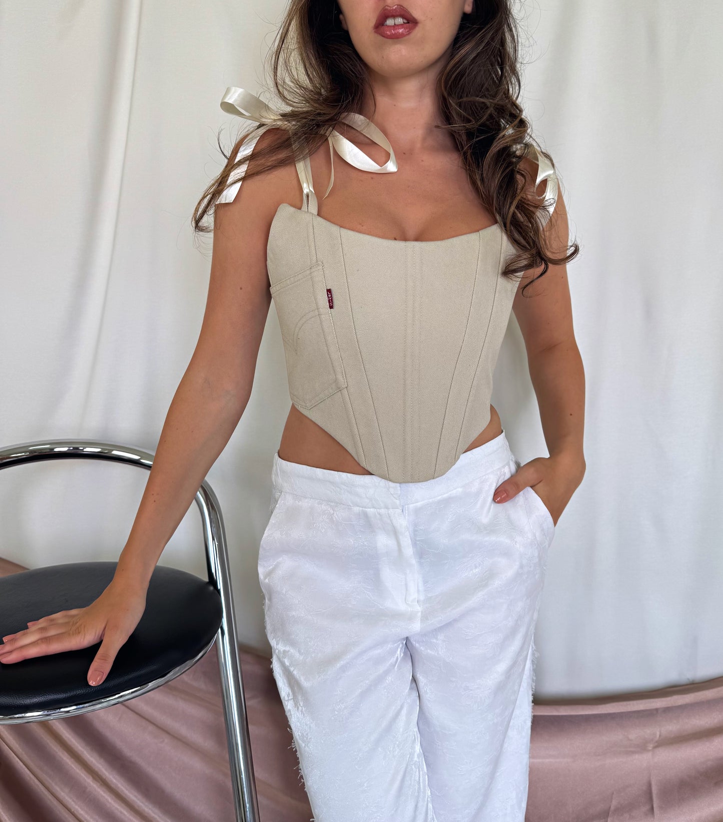 Corset denim LEVI'S cream ( pe comandă)